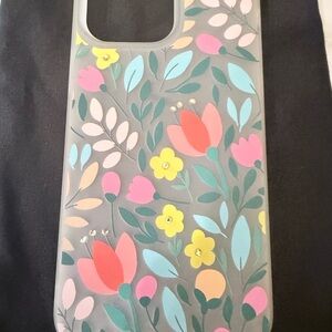 Floral Pattern Phone Case - Gray with Multicolor Design